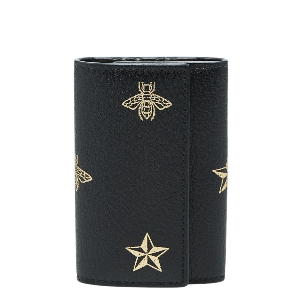 Gucci Animalier Bee Star Key Case Wallet Black Leather